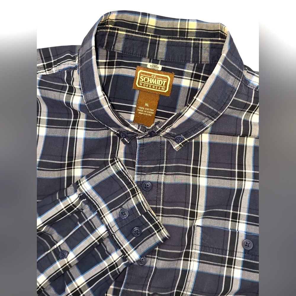 VTG C.E Schmidt Workwear Long Sleeve Button Down 100% Cotton‎ Shirt Size XL